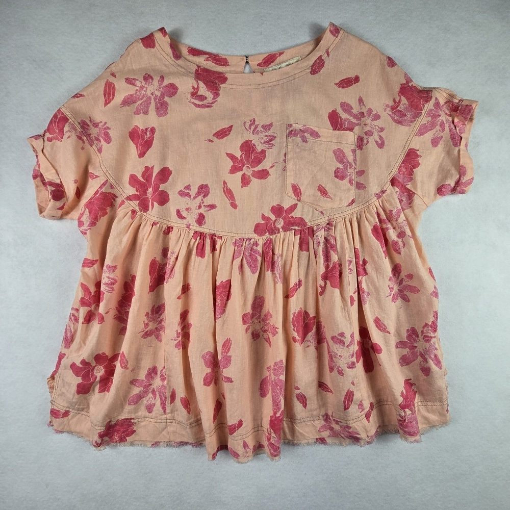 We The Free Moon City Floral Top Linen Blend